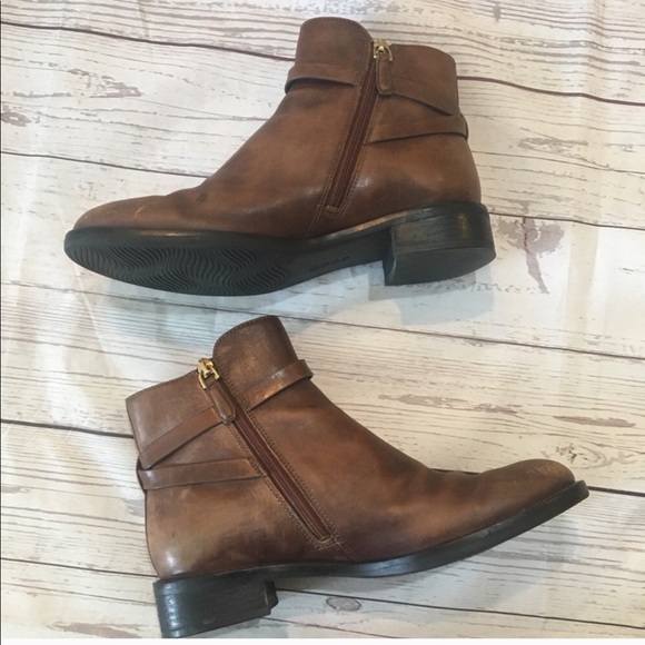 Ecco Buckle Wrap Chestnut Leather Boots - Picture 2 of 7